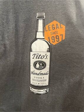 Unk Tito's Handmade Vodka Graphic Tee - Gray with White & Orange Print